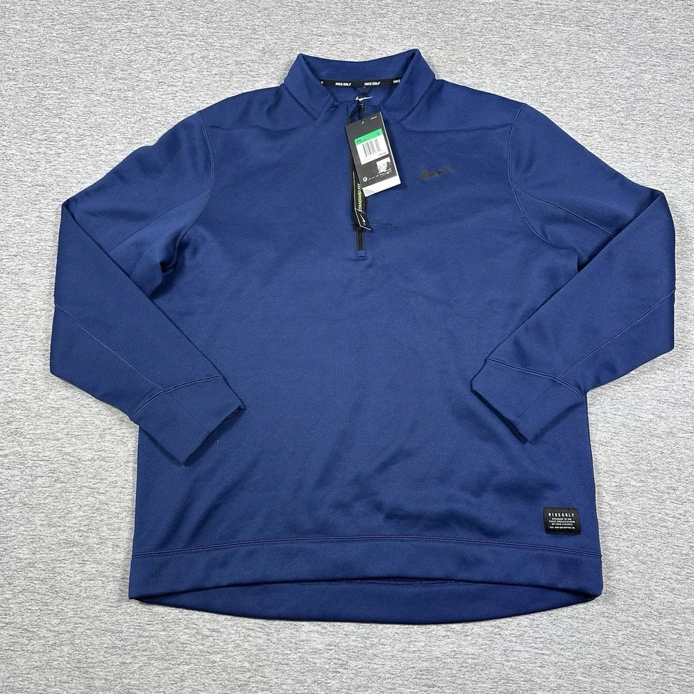 Nike Golf Pullover Mens Size XL Blue Therma Fit 1/4 Zip Long Sleeve NEW